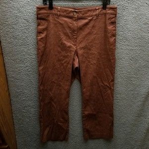 J. Jill Women's 14 Linen Stretch Brown Cropped Pants 35" 23.75" 10.25"